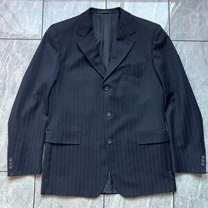Versace Men’s Navy Blue PinStripe Jacket Blazer 100%Wool Single Breasted 44R